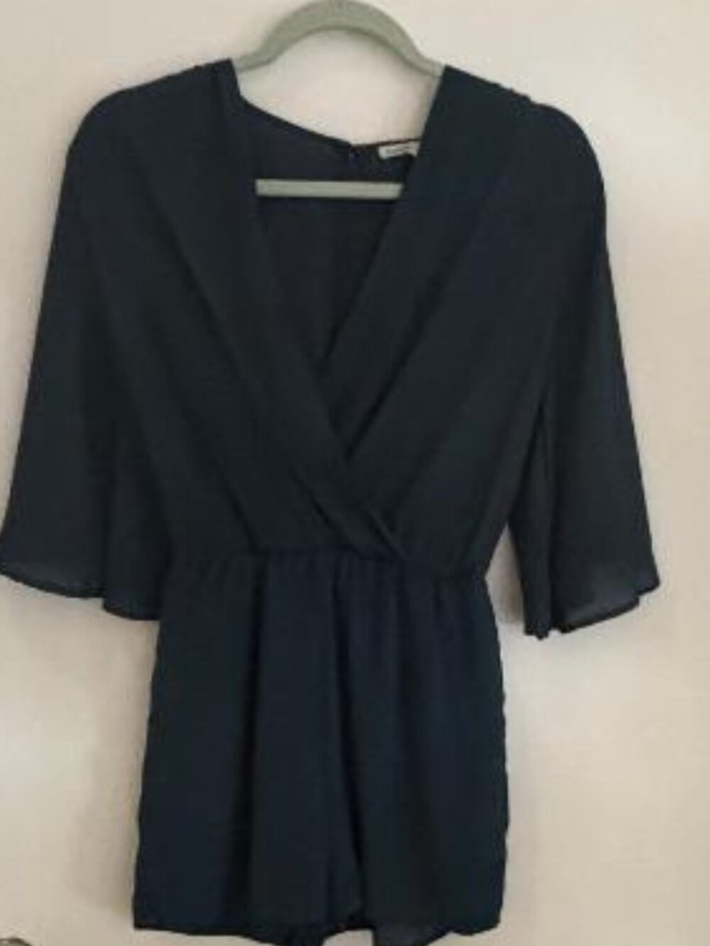 Charlotte Russe Teal V Neck Short Romper Sz S